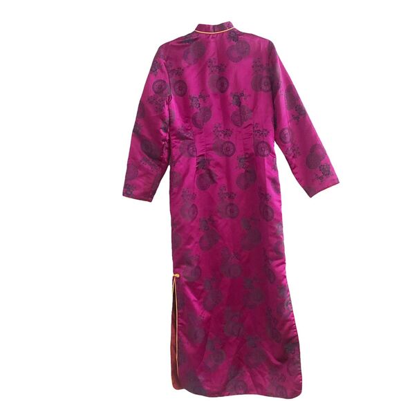 VINTAGE LADIES Purple SATIN ORIENTAL CHINESE Mandarin Collar Party Dress VTG - Picture 2 of 12